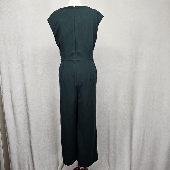 Calvin Klein Jumpsuit Womens 8 Dark Green Belted Wide Leg Sleeveless Stretch - Picture 4 of 13